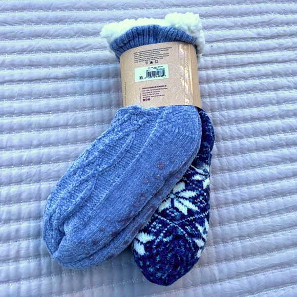 🎁 2 PAIR • Muk Luks Cabin Socks • Size L-XL or W 8-10 & M 8-10 Purple • Unisex - Picture 5 of 5